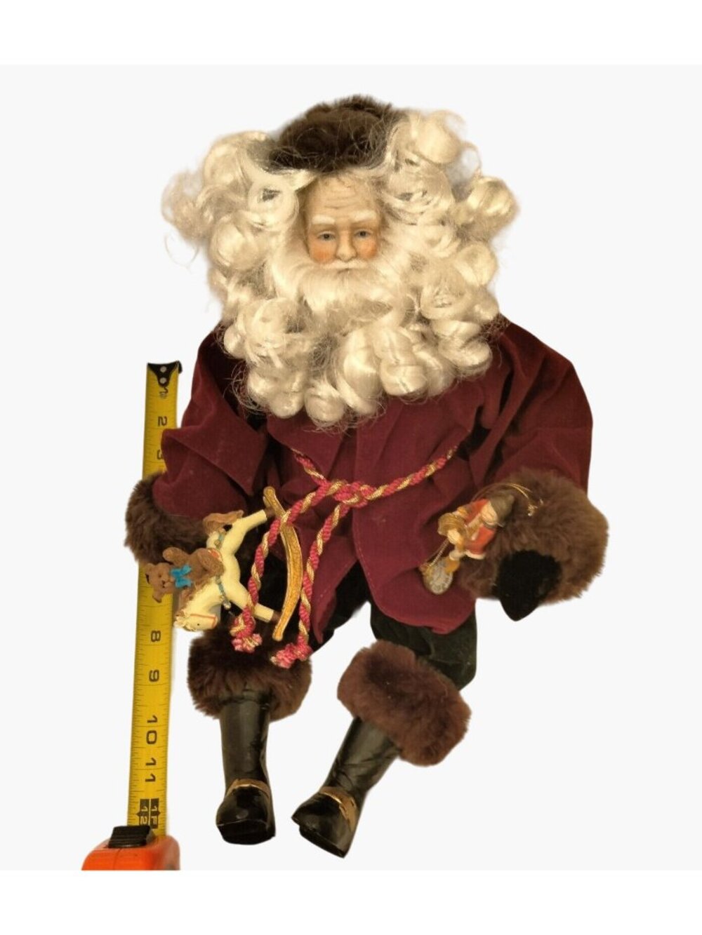 Victorian Style Santa Claus Christmas Decor Red Velvet Wind Up Music Vintage - Picture 6 of 11